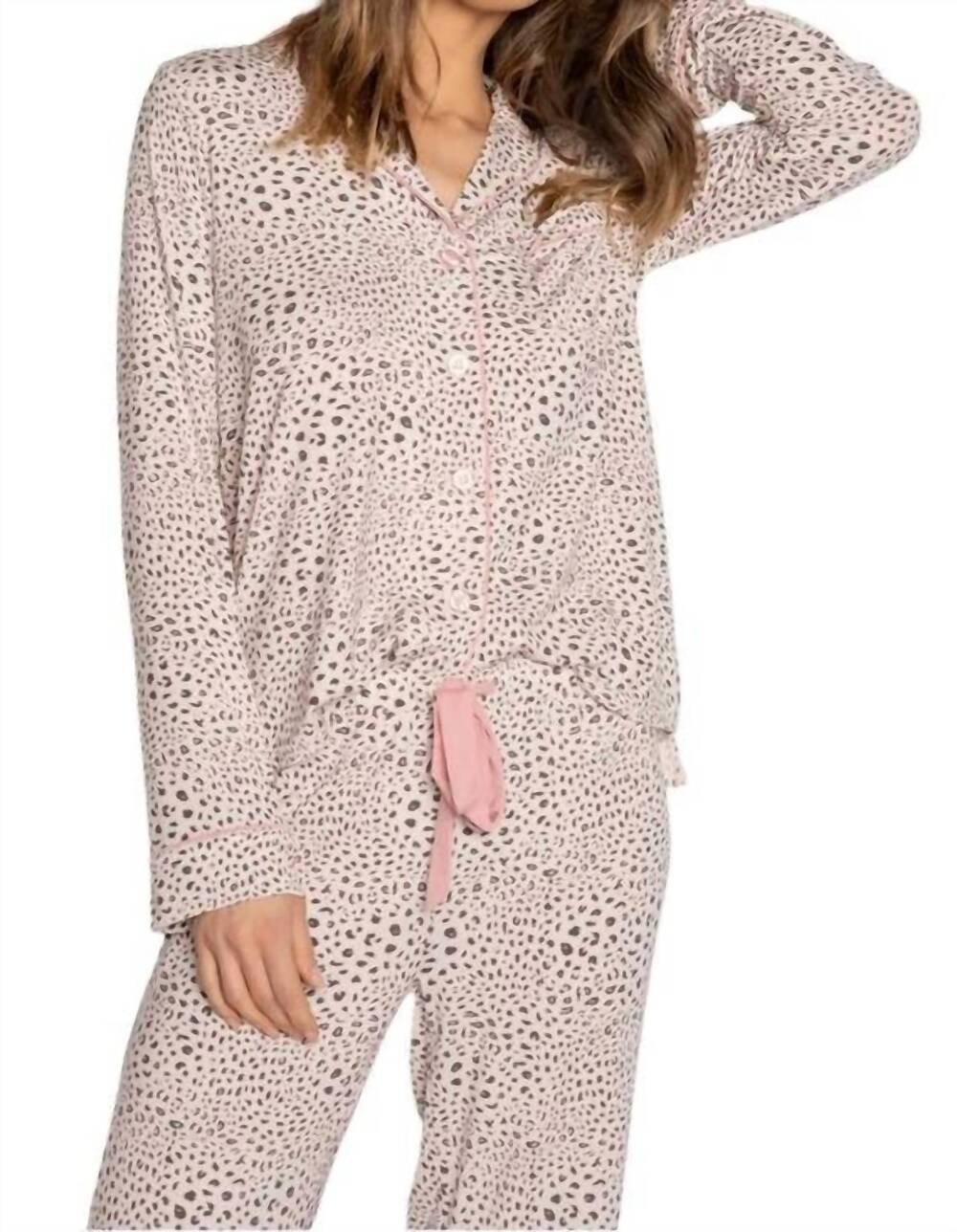 NEW PJ SALVAGE modal dreams print pajama set in stone leopard
